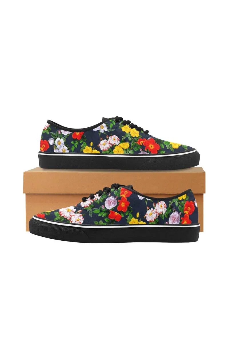 Flower Power Classic Women's Canvas Low Top Shoes (Model E001-4)