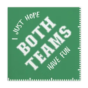 Football Cocktail Napkins, Set of 20 Green "I Just Hope Both Teams Have Fun" Football Napkins, Great for Tailgating or Football Party Active