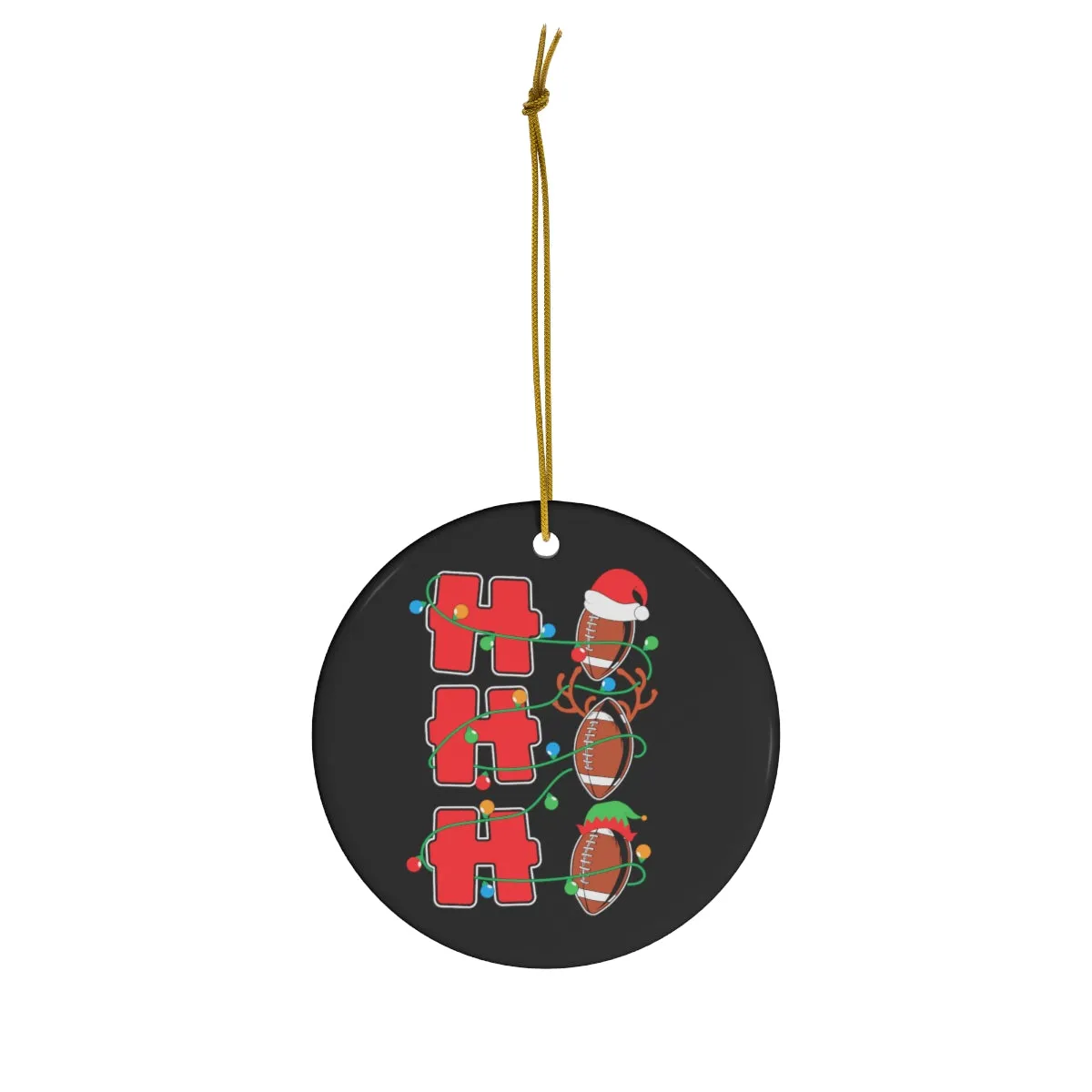 Football Ho Ho Ho Christmas Ornament