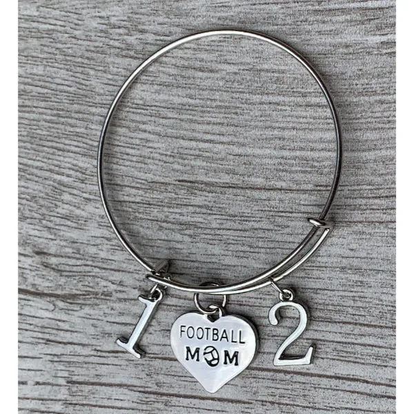 Football Mom Bangle Bracelet with Players Numbers