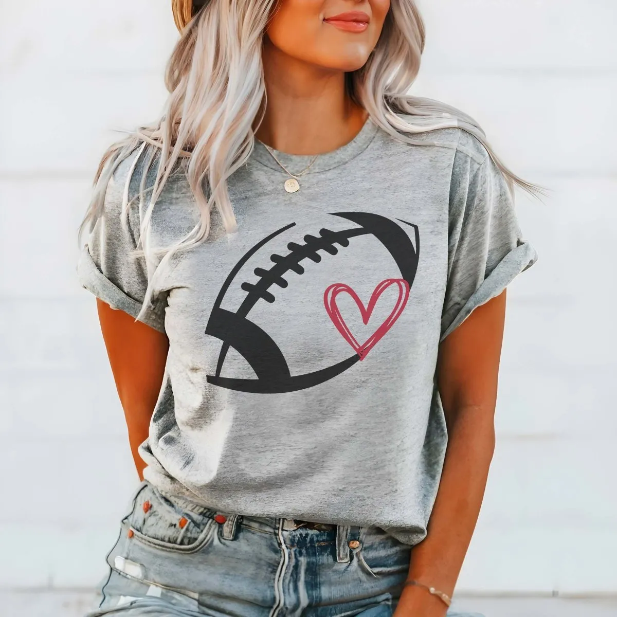 Football With Heart Graphic Tee