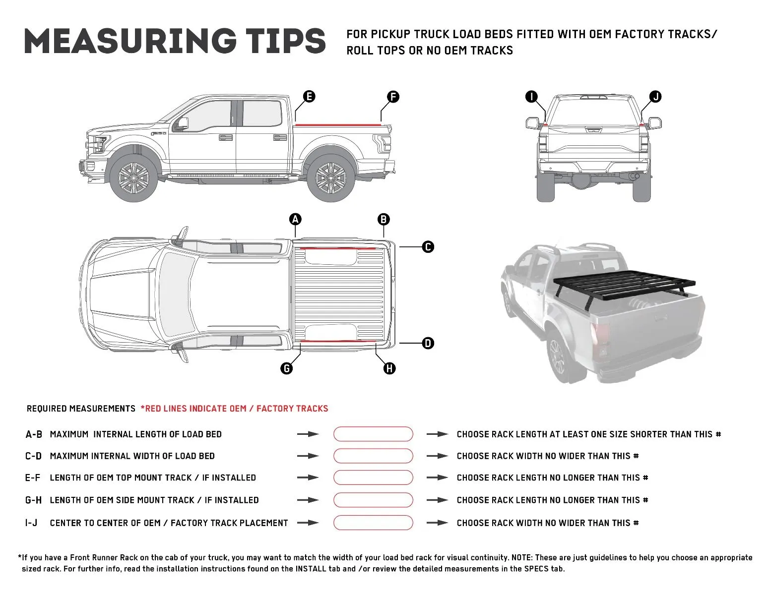 Front Runner Pickup Truck Slimline II Load Bed Rack Kit / 1165 (W) x 1358 (L)