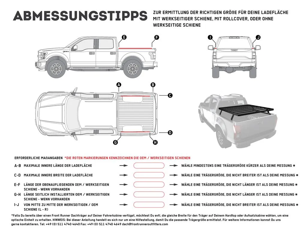 Front Runner Pickup Truck Slimline II Load Bed Rack Kit / 1165 (W) x 1358 (L)