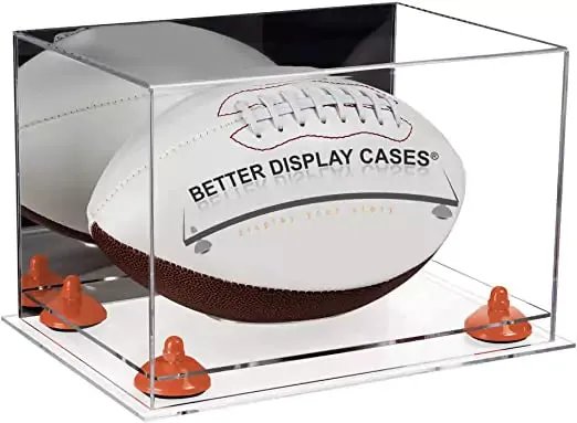 Full-Size Football Display Case Horizontal - Mirror No Wall Mounts (B41/A004)