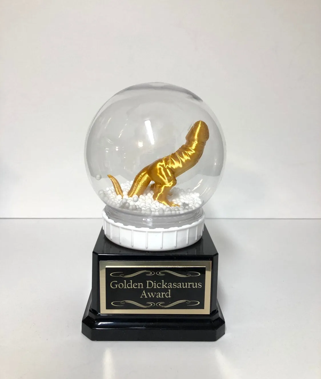 Funny Trophy Snow Globe Dickasaurus Award Funny Gift You're A Dick Secret Santa Christmas Gag Gift LOSER Trophy FFL Last Place Fantasy Penis