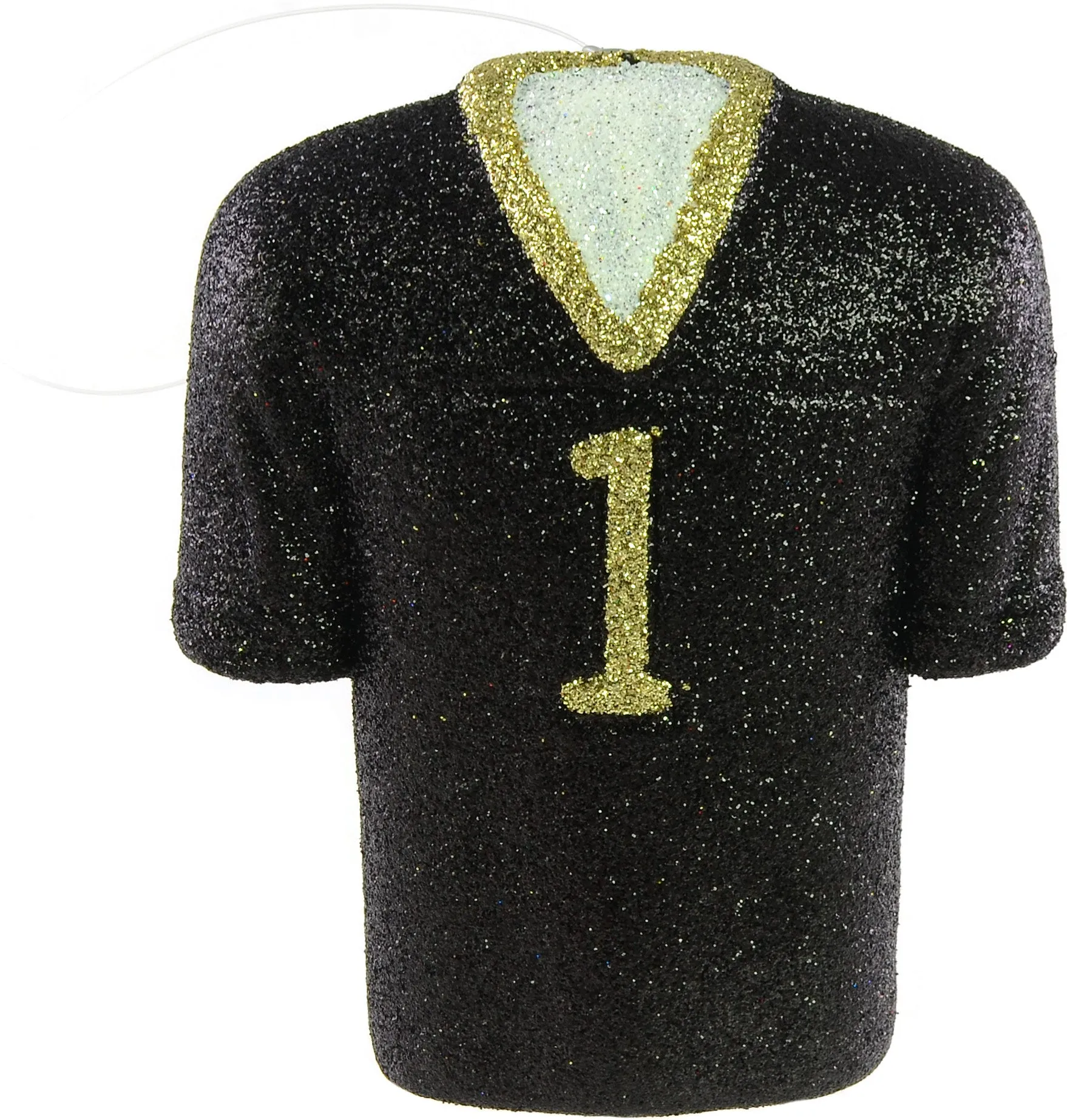 Glitter Football Ornament Assortment: Black & Gold ( Set of 3)