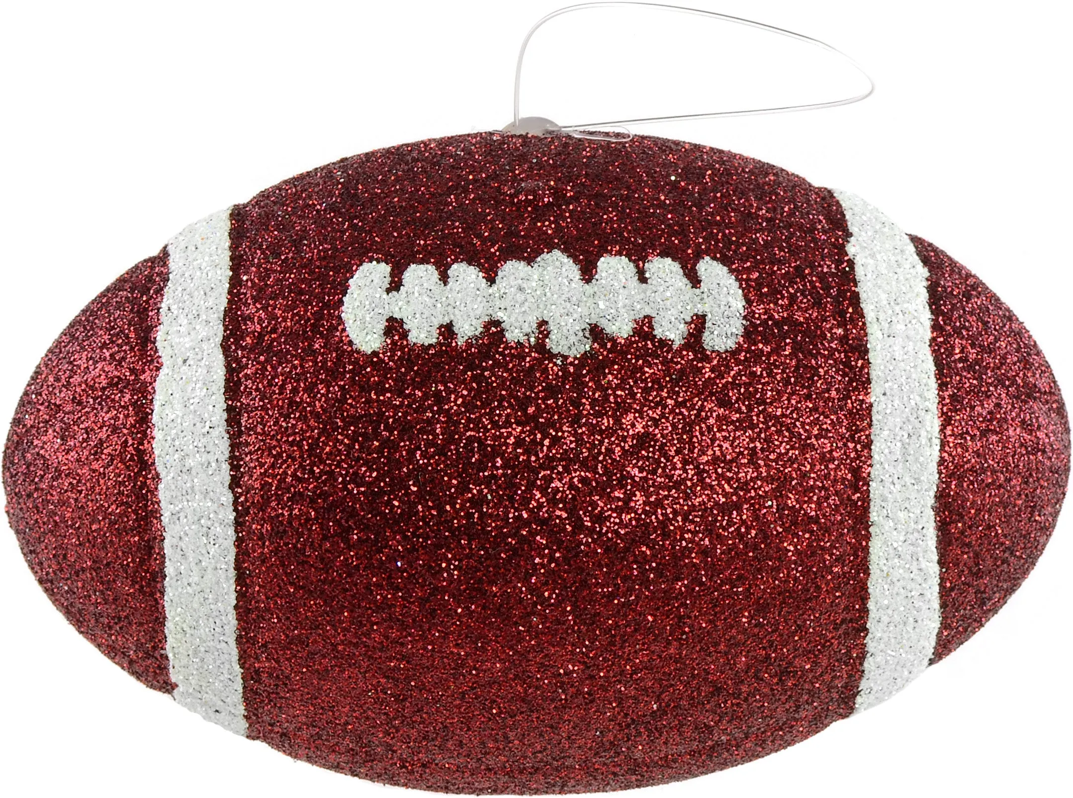 Glitter Football Ornament Assortment: Maroon & White (Set of 3)