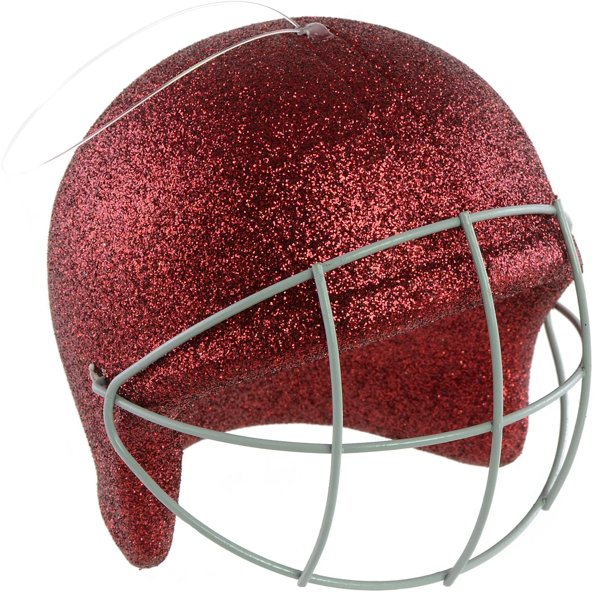 Glitter Football Ornament Assortment: Maroon & White (Set of 3)