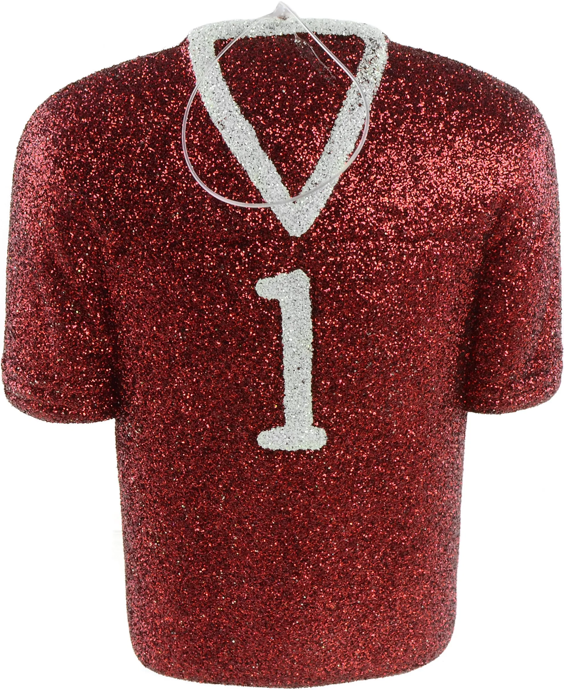 Glitter Football Ornament Assortment: Maroon & White (Set of 3)