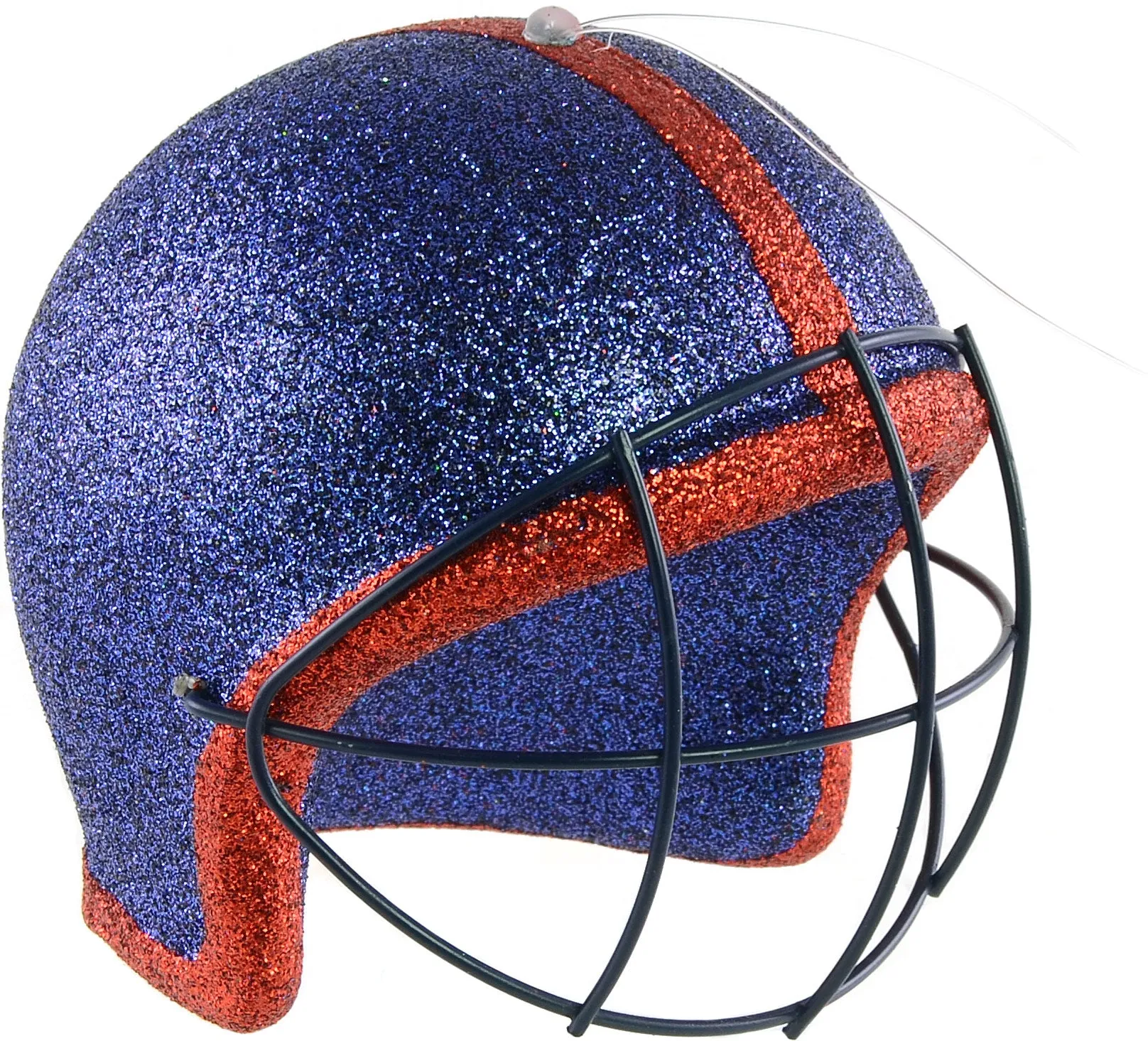 Glitter Football Ornament Assortment: Red & Navy Blue (Set of 3)