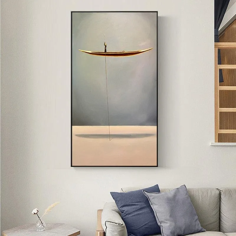 Golden Boat Wall Art Print