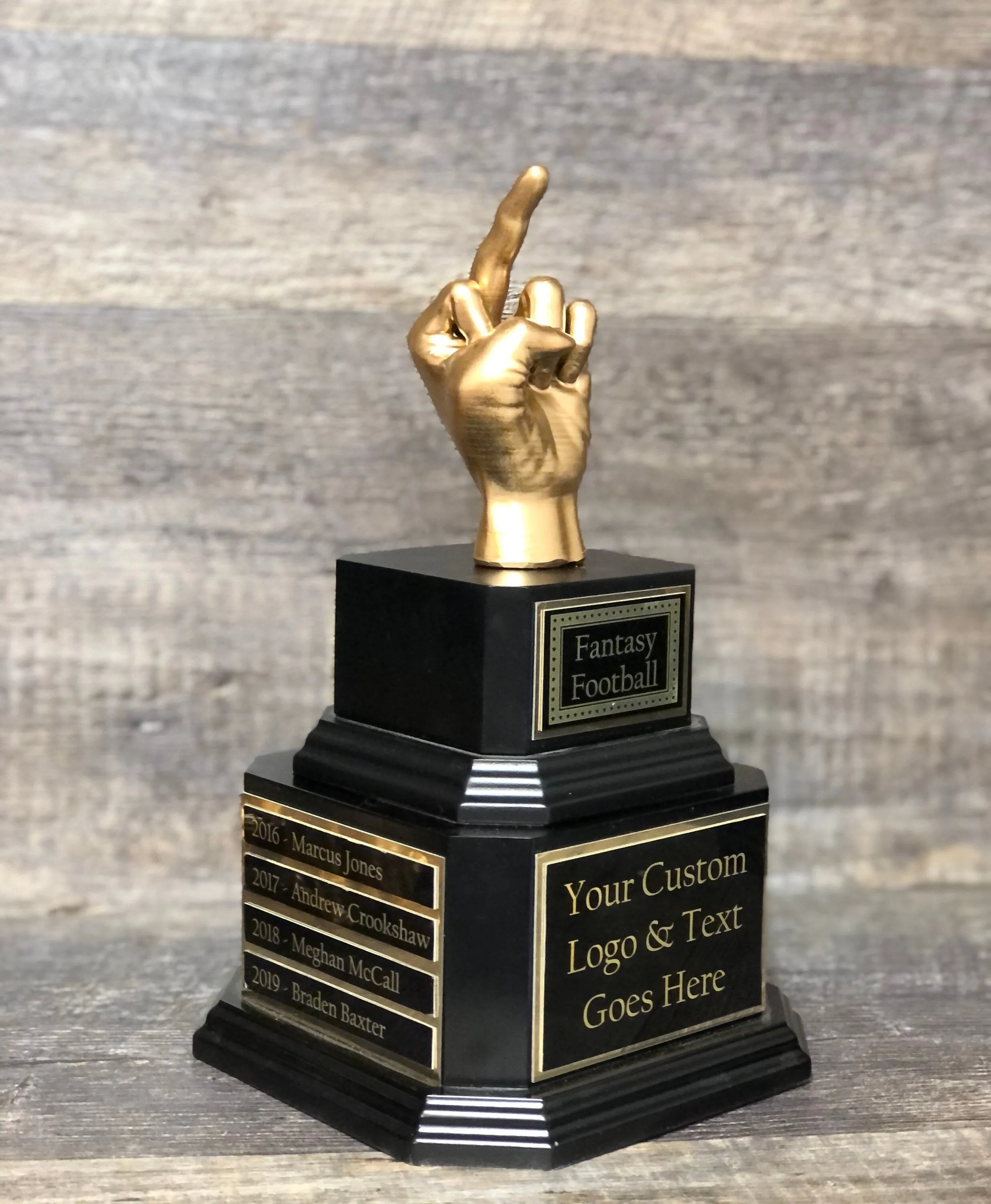 Golf Trophy Middle Finger Fantasy League Perpetual Worst Stats Trophy Funny Trophy Gag Flipping The Bird F*ck You One Finger Two Words