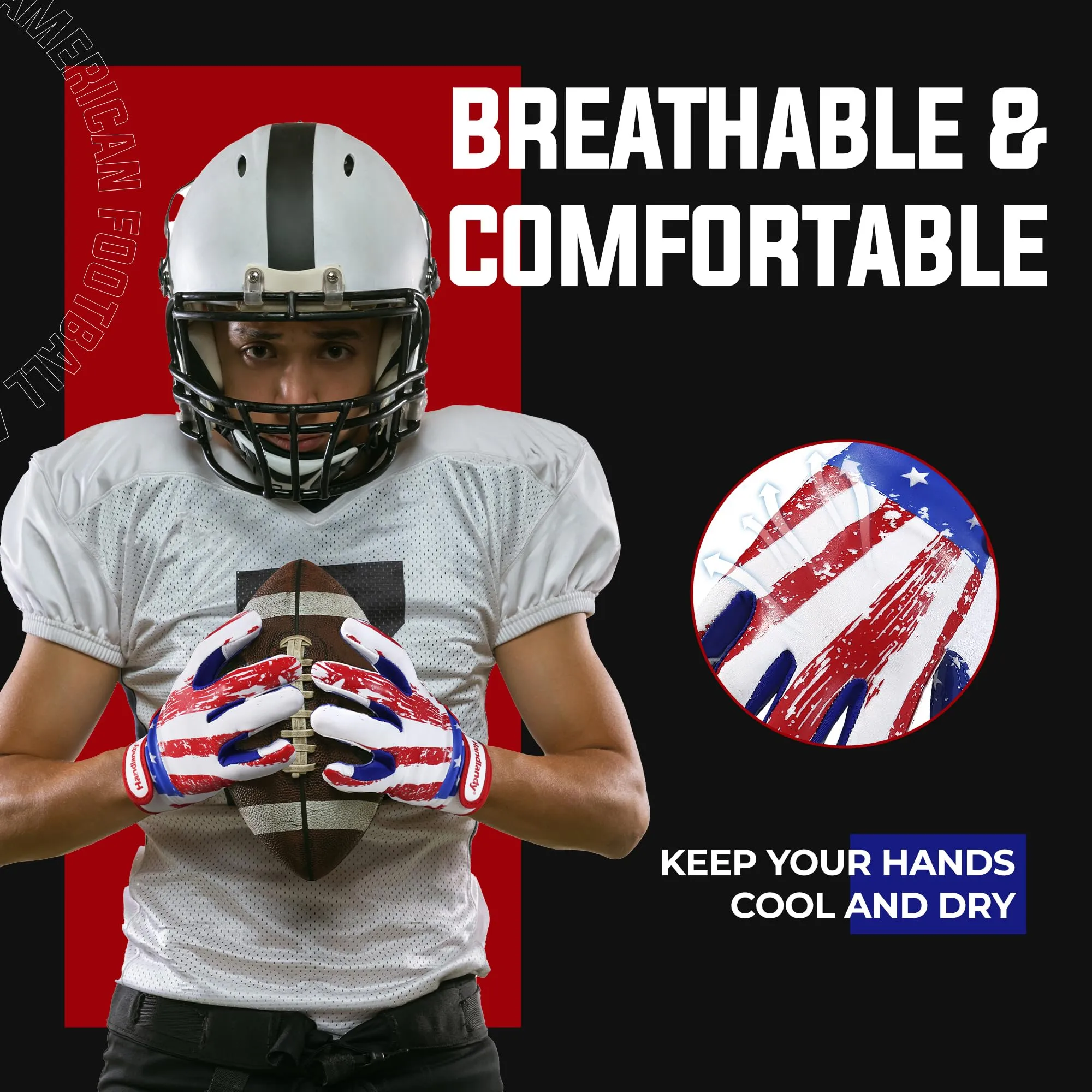 HANDLANDY Youth Football Gloves for Boys Girls, Sticky Wide Receiver Gloves for Kids, Junior Flag Football Gloves S762 S780