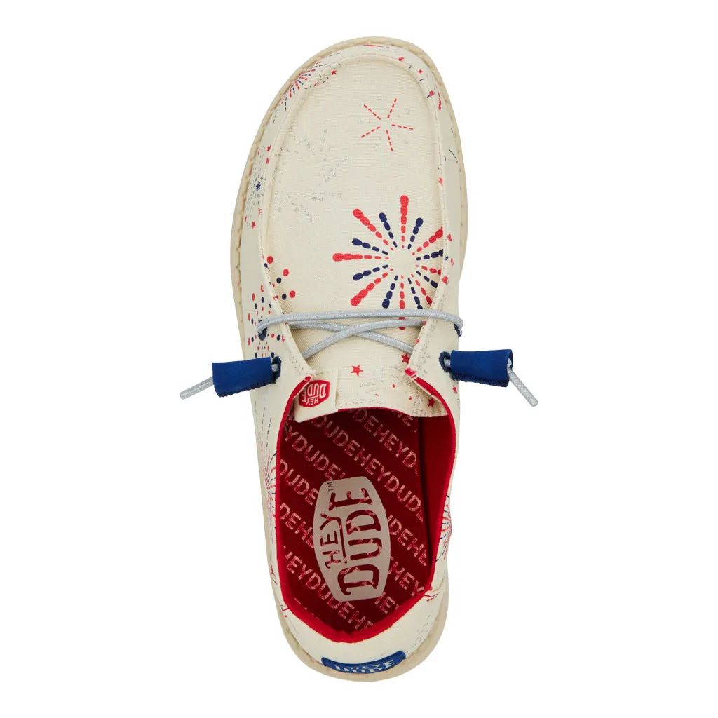 'Hey Dude' Women's Wendy Fireworks - White / Red