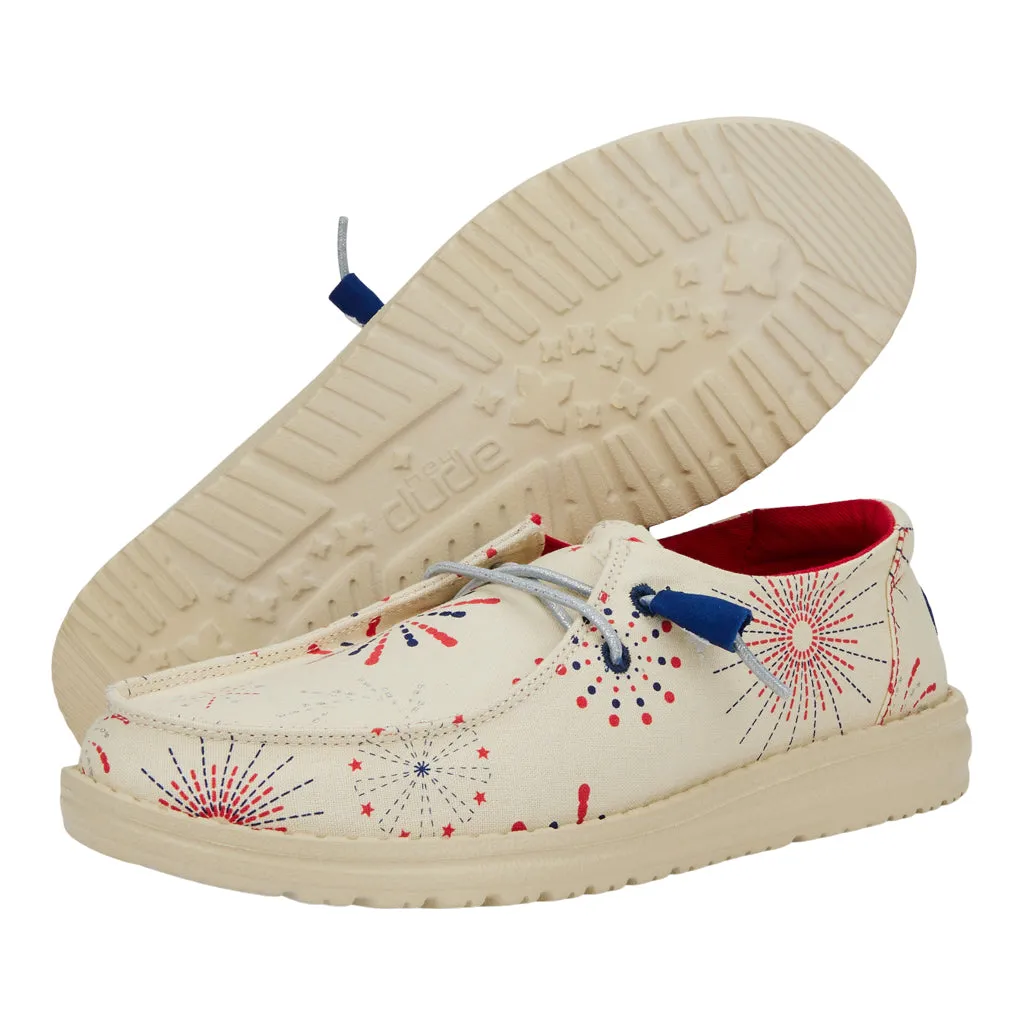 'Hey Dude' Women's Wendy Fireworks - White / Red