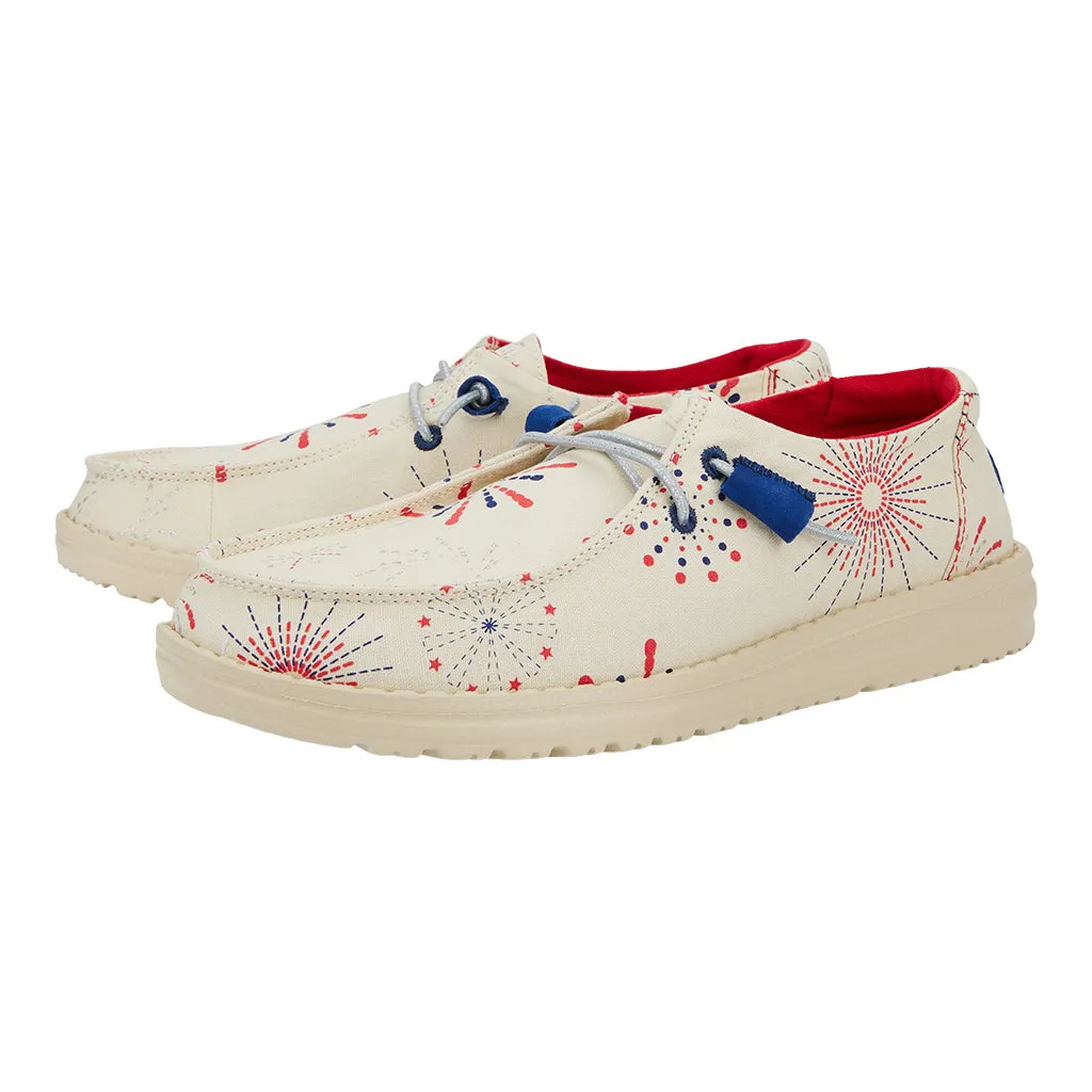 'Hey Dude' Women's Wendy Fireworks - White / Red