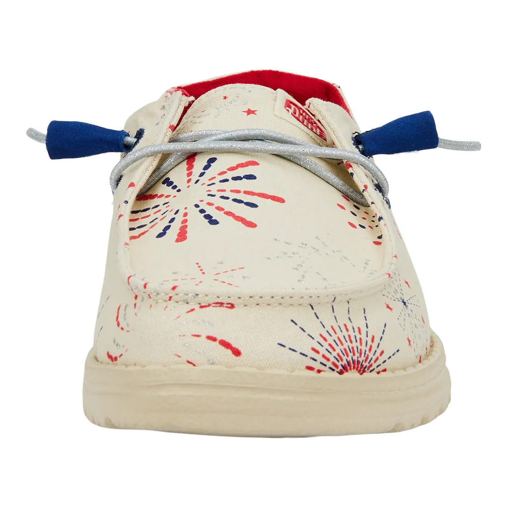 'Hey Dude' Women's Wendy Fireworks - White / Red