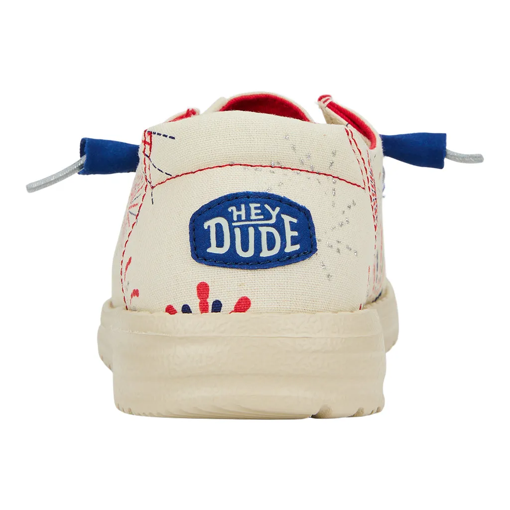 'Hey Dude' Women's Wendy Fireworks - White / Red