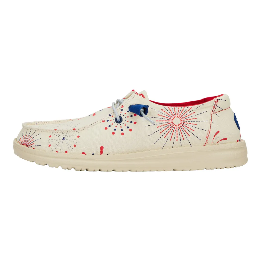 'Hey Dude' Women's Wendy Fireworks - White / Red