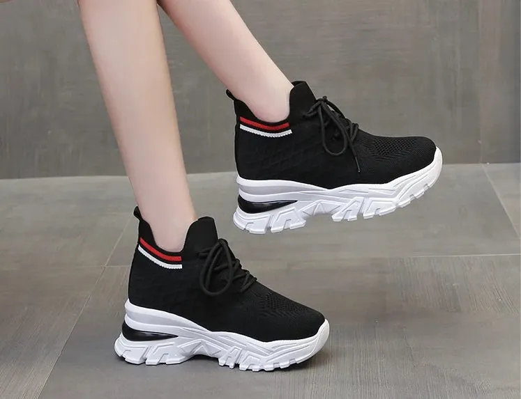 Joskaa 2024 New Lace Up Black Platform Sneakers