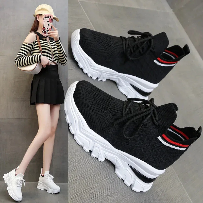 Joskaa 2024 New Lace Up Black Platform Sneakers