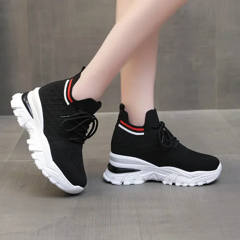 Joskaa 2024 New Lace Up Black Platform Sneakers