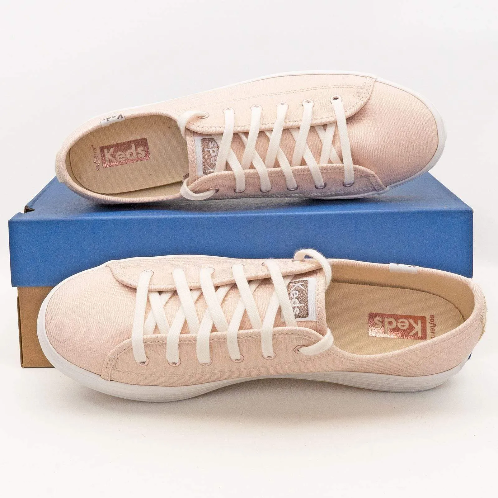 Keds Shoes Triple Kick Rose Gold Metallic Canvas Trainers