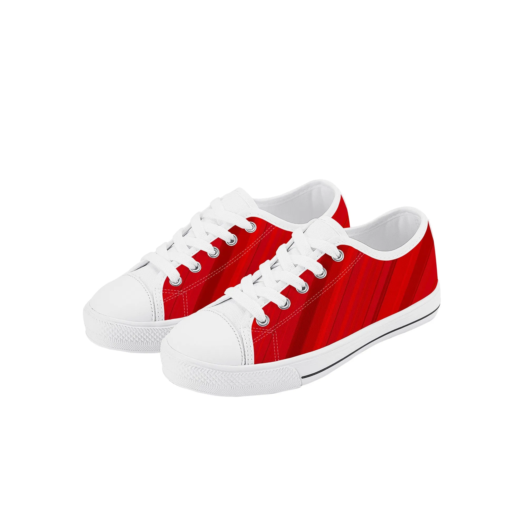 Kids Low Top Canvas Sneakers - Red