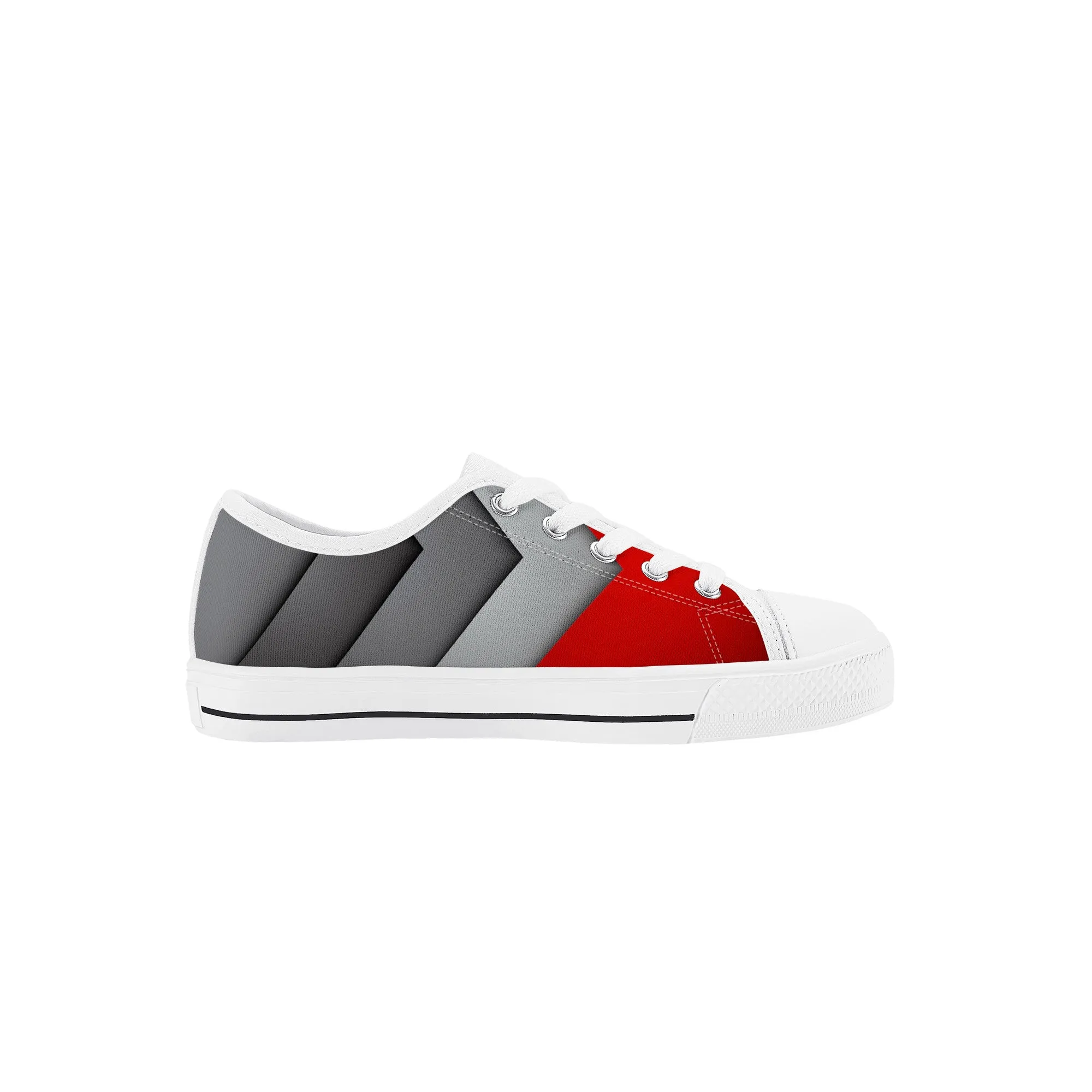 Kids Low Top Canvas Sneakers - Red/Grey