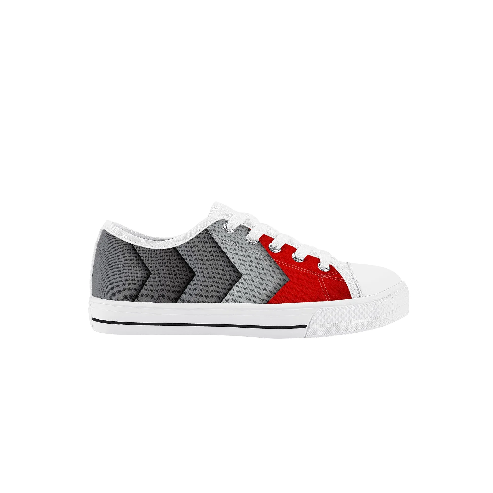 Kids Low Top Canvas Sneakers - Red/Grey