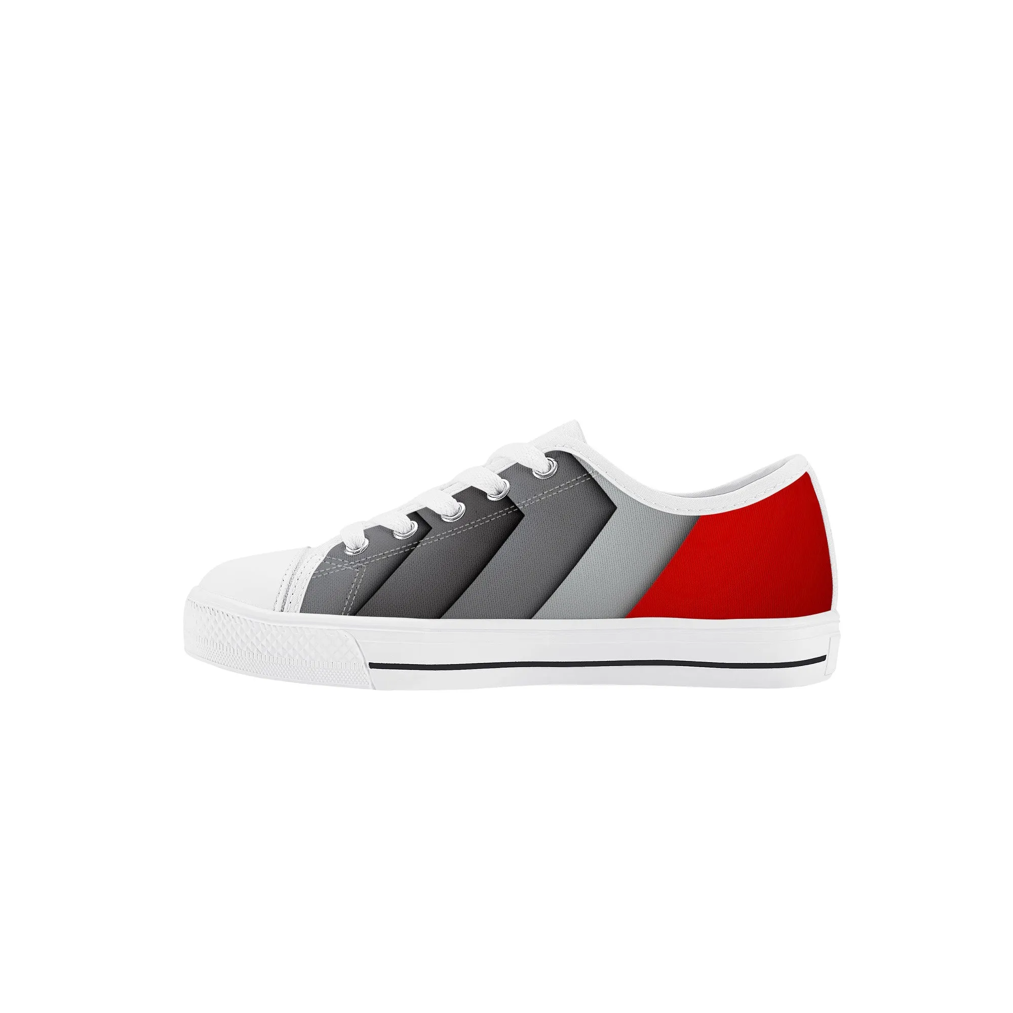 Kids Low Top Canvas Sneakers - Red/Grey