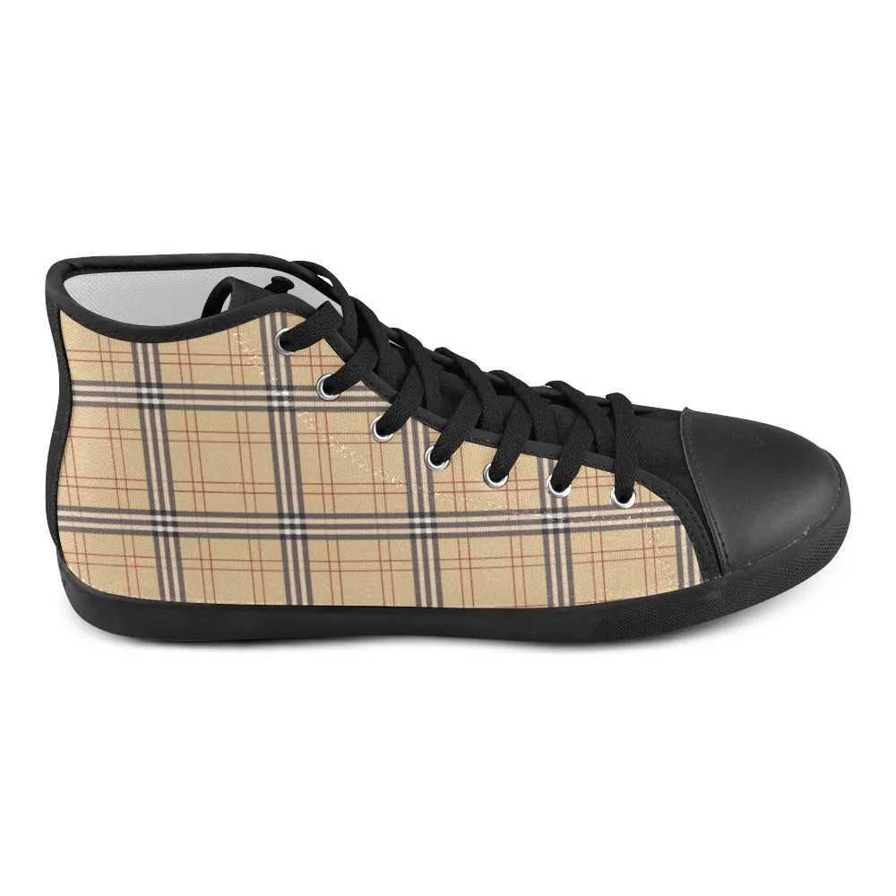 Kids's Vintage Plaid Checkers Print Canvas High Top Shoes