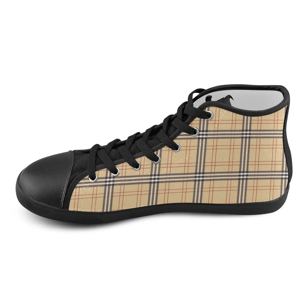 Kids's Vintage Plaid Checkers Print Canvas High Top Shoes