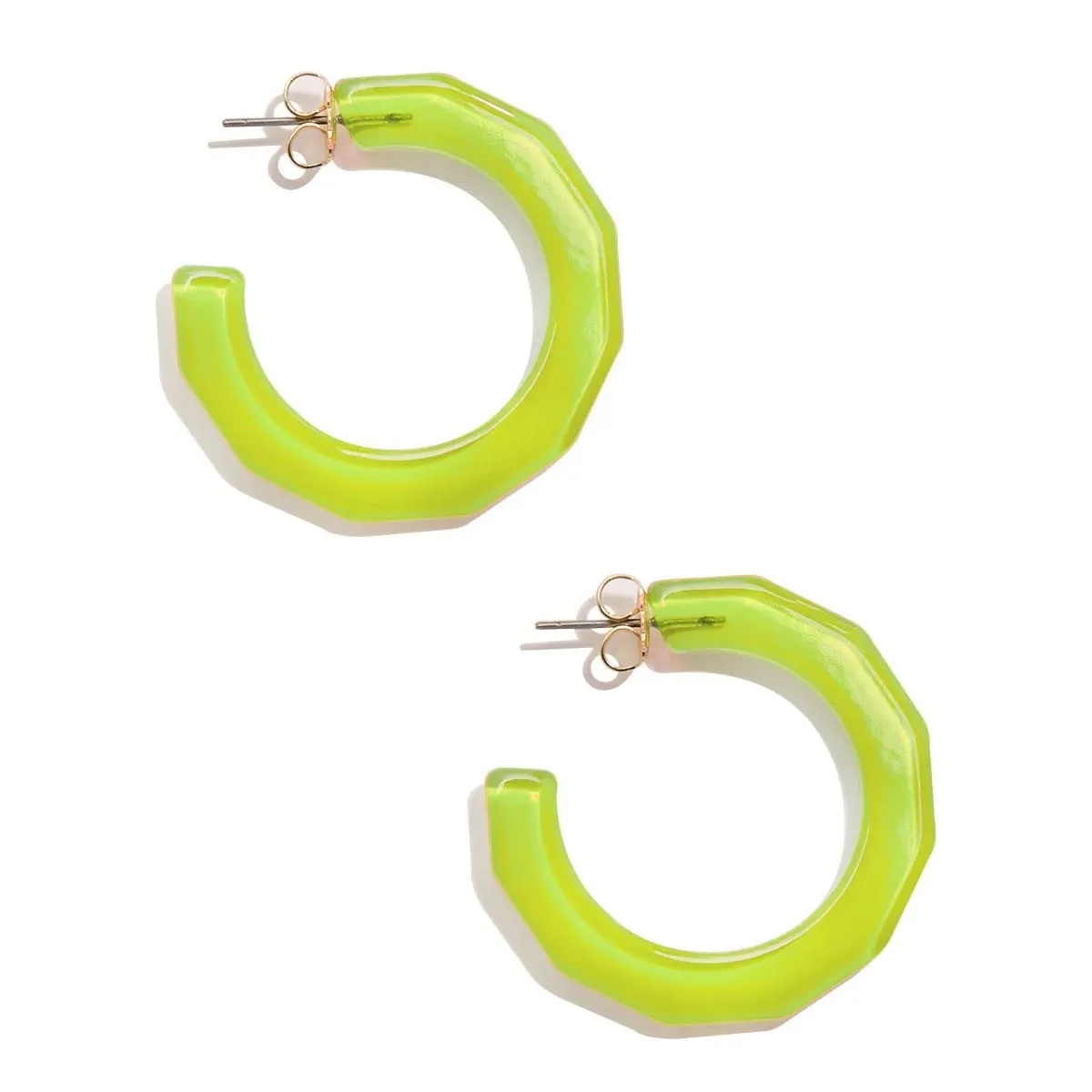 Lime Large Robin Textured Hoop Earrings