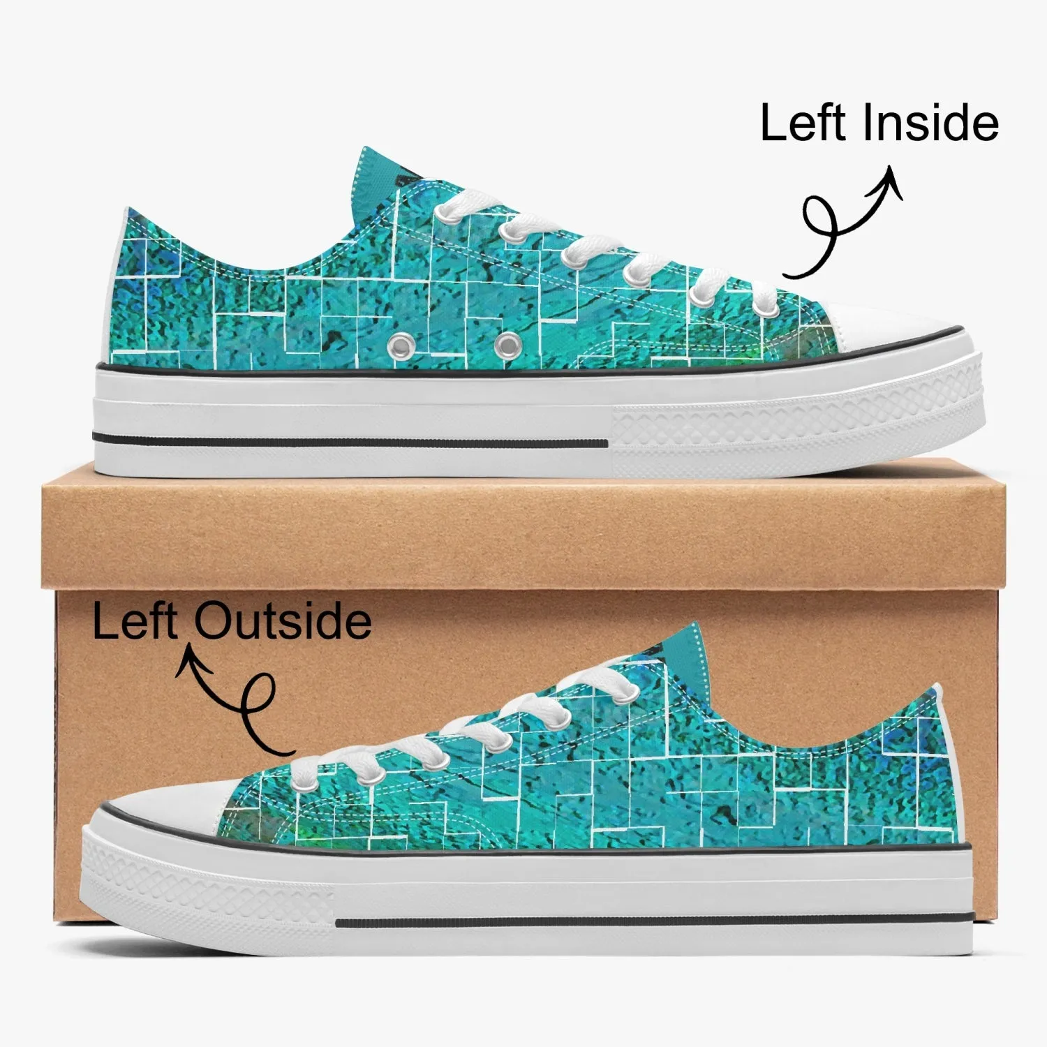 Low Canvas Shoes-Green Tiled