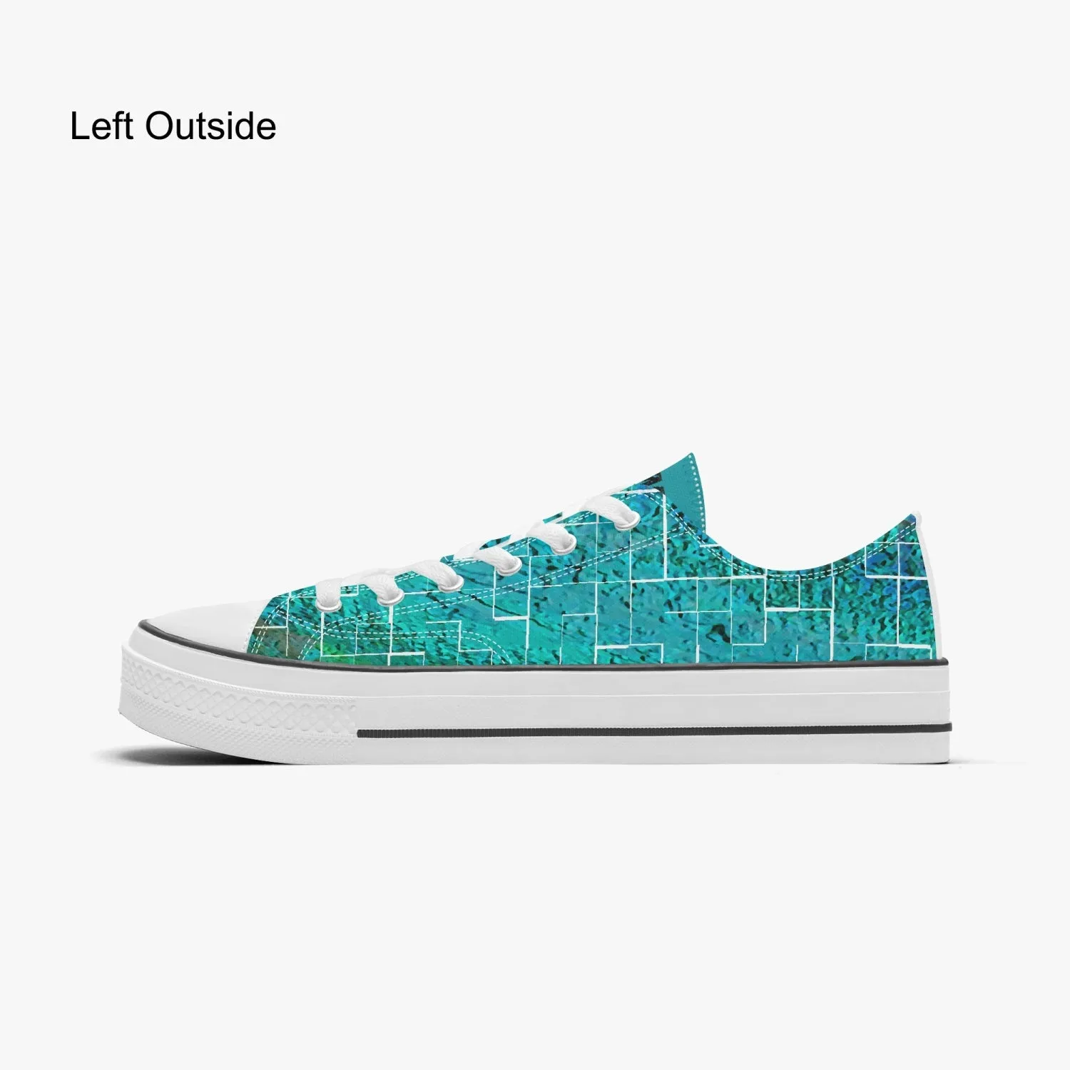 Low Canvas Shoes-Green Tiled