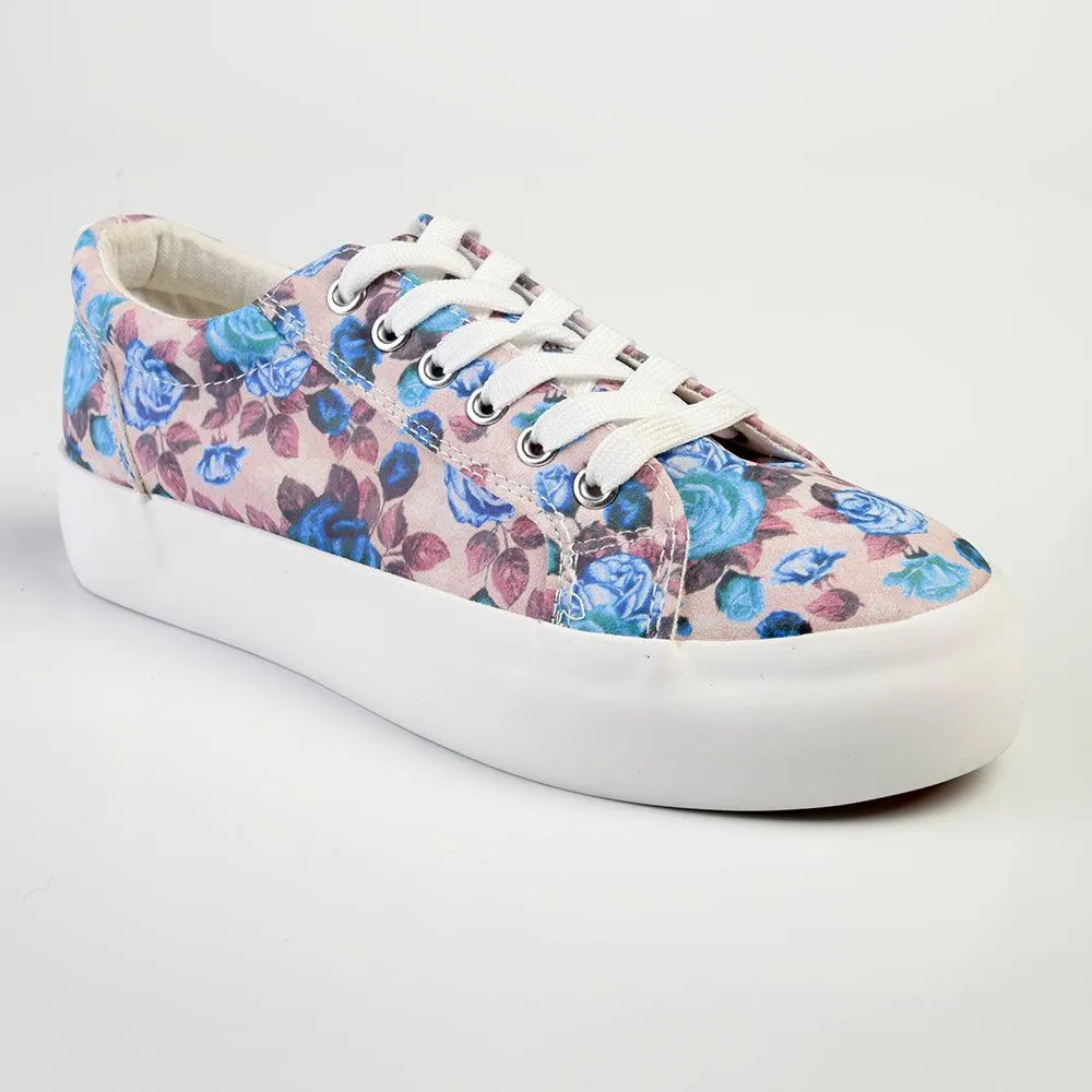 Madison Ladies Platform Floral 1 Sneaker - Pink Floral