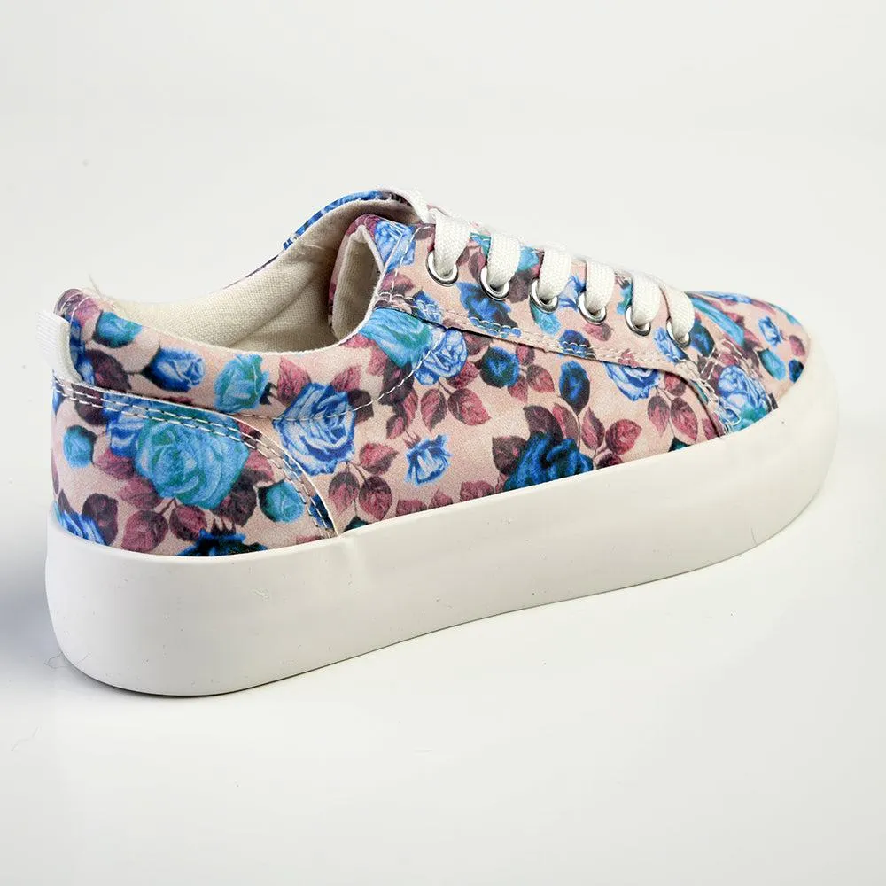 Madison Ladies Platform Floral 1 Sneaker - Pink Floral