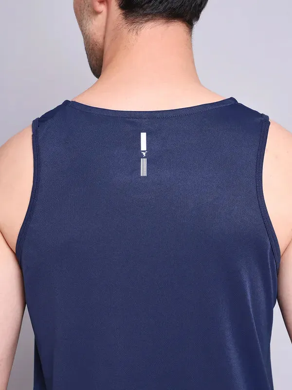 Men Colorblock Slim Fit Scoop Neck Innerwear Vest with TECHNO COOL 