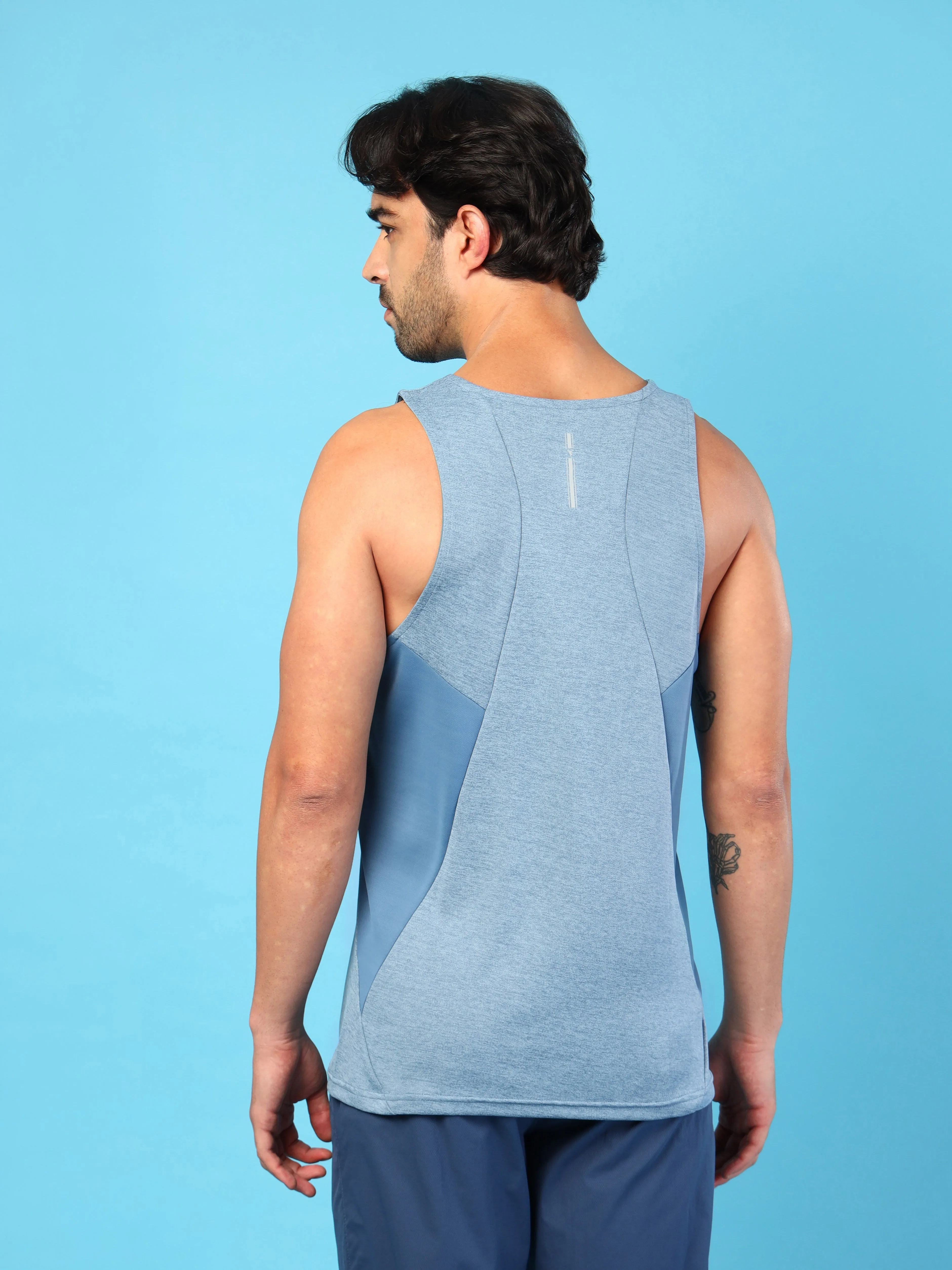 Men Melange Slim Fit Round Neck Sports Innerwear Vest with DOUBLE COOL