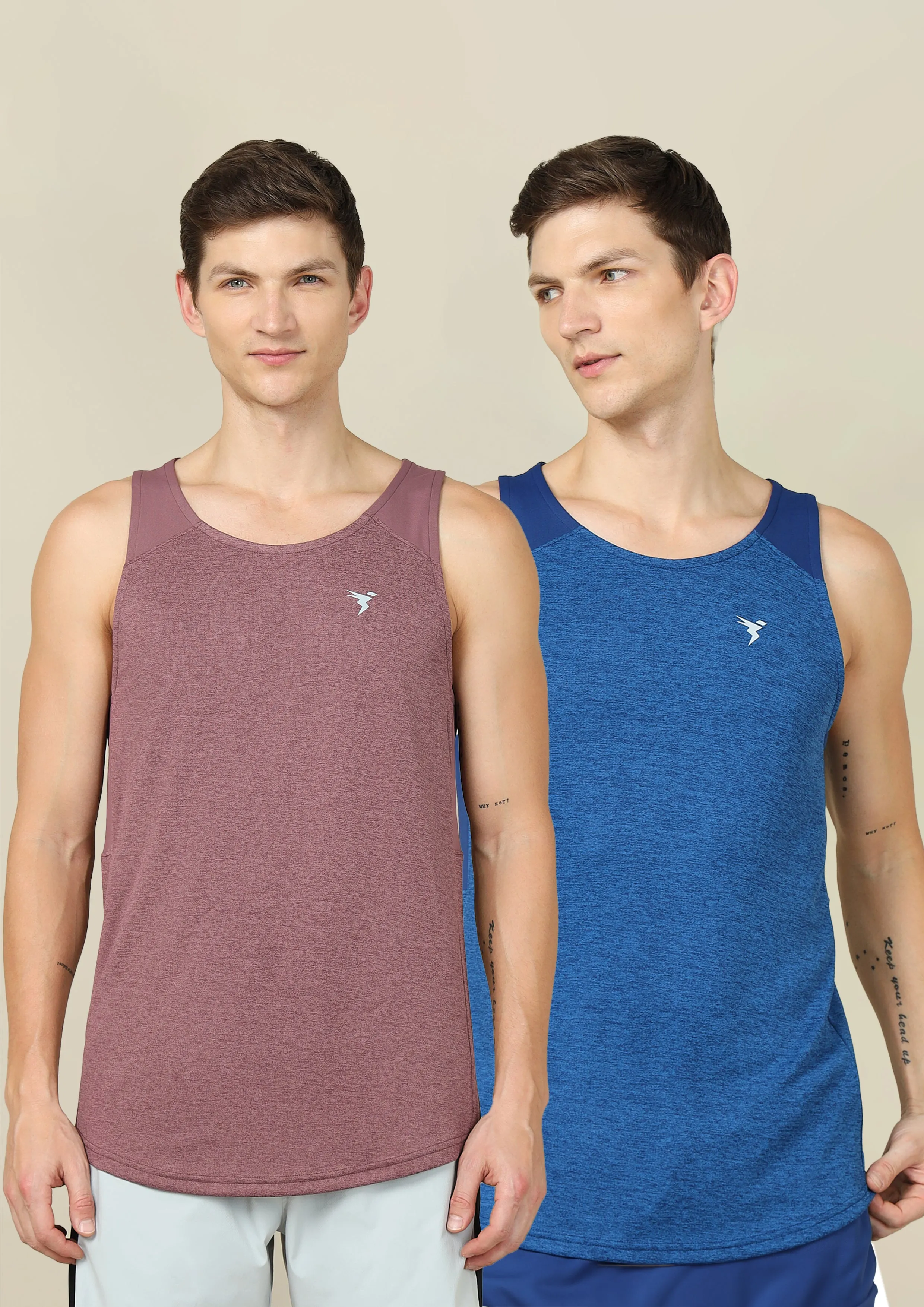 Men Melange Slim Fit Scoop Neck Innerwear Vest with TECHNO COOL  ( Pack of 2)