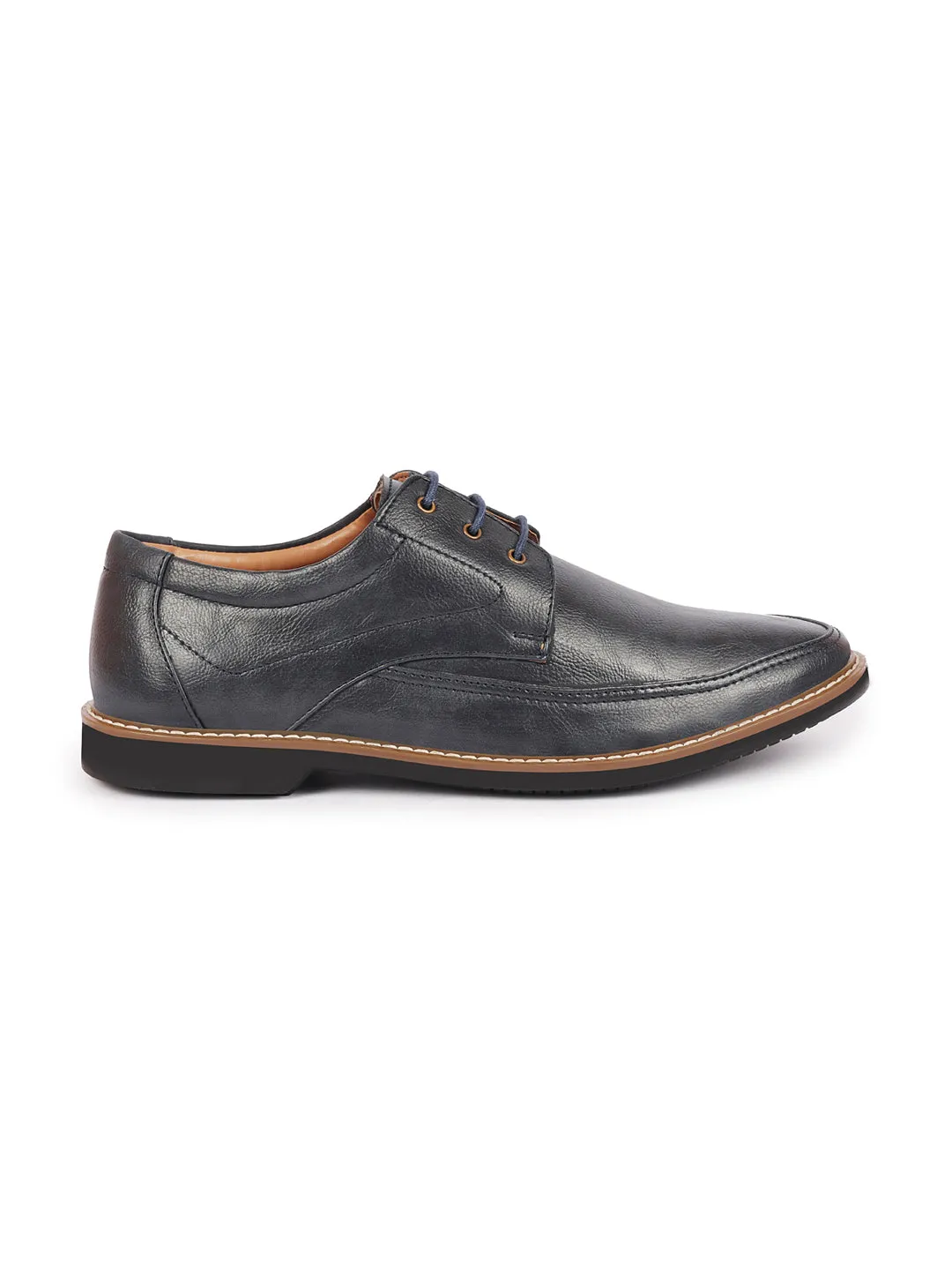 Men Navy Blue Formal Lace-Up Derby Uniform Dress Shoes