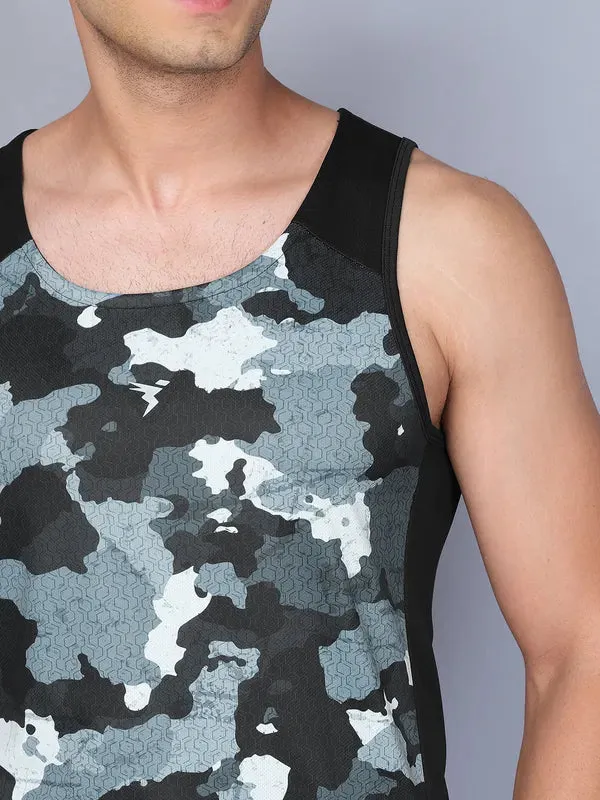 Men Printed Slim Fit Scoop Neck Innerwear Vest with TECHNO COOL