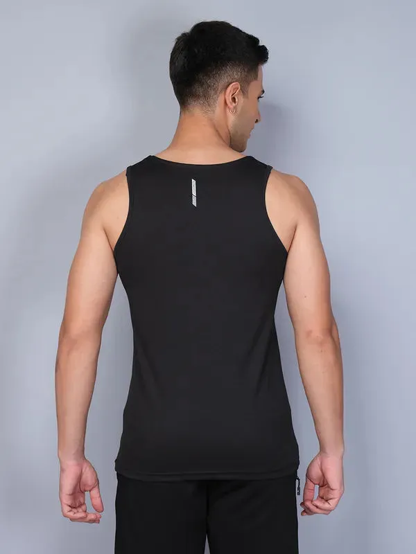 Men Printed Slim Fit Scoop Neck Innerwear Vest with TECHNO COOL