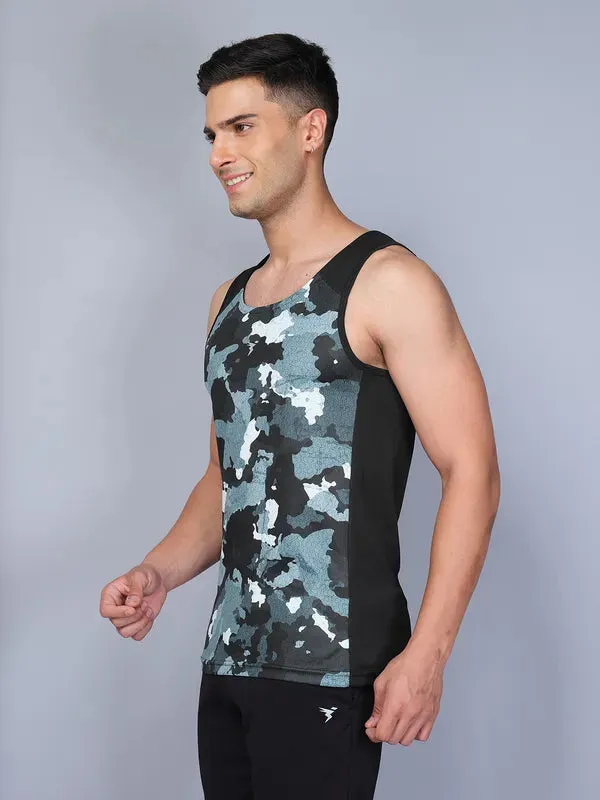 Men Printed Slim Fit Scoop Neck Innerwear Vest with TECHNO COOL