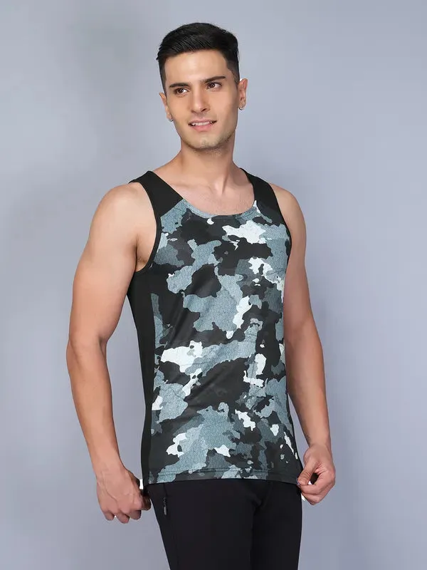 Men Printed Slim Fit Scoop Neck Innerwear Vest with TECHNO COOL