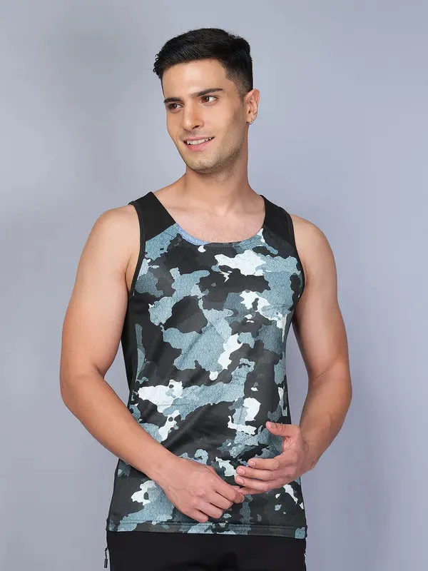 Men Printed Slim Fit Scoop Neck Innerwear Vest with TECHNO COOL