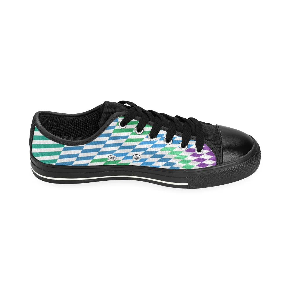 Men's Checker Print Big Size Low Top Canvas Shoes