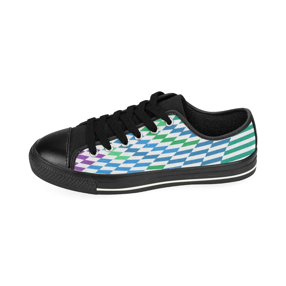 Men's Checker Print Big Size Low Top Canvas Shoes