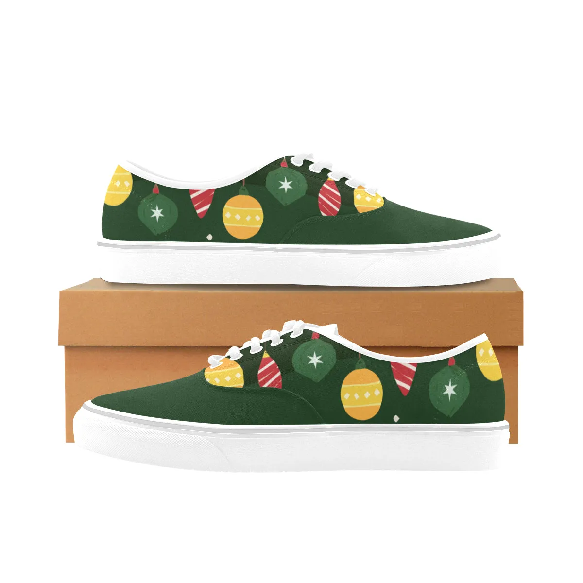 Men's Christmas Lights Print Big Size Canvas Low Top Shoes